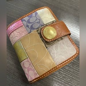 Coach Patchwork Wallet in Pink, Gold, and Tan